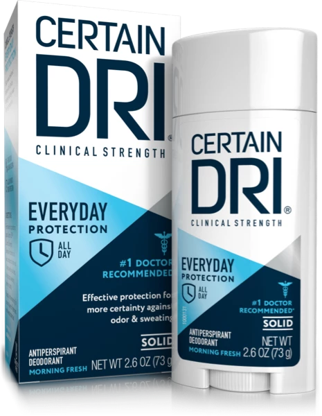 Certain Dri Extra Strength Clinical Antiperspirant Solid Deodorant,  Hyperhidrosis Treatment for Men & Women, Powder Fresh, 1.7oz, 3 Pack